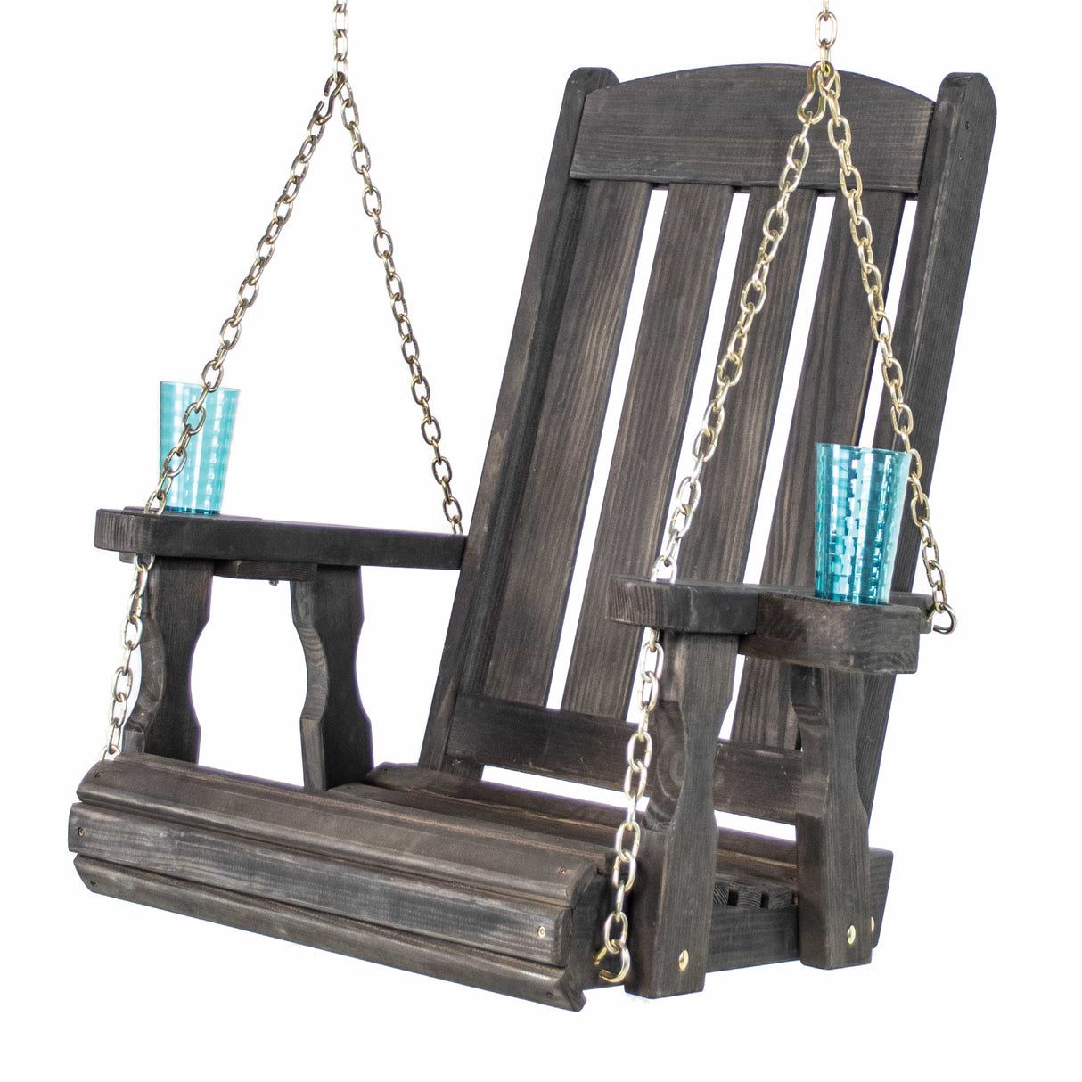 Heavy Duty Outdoor Wood Swing Chair - Black Clearcoat