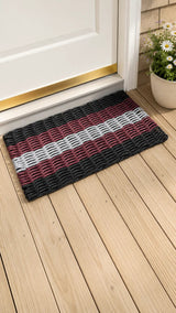 Black, Burgundy & Gray 5-Stripe Lobster Rope Doormat