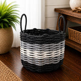 Black, Gray & White Five Stripe Rope Basket