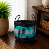 Black, Teal & Gray Five Stripe Rope Basket