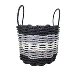 Five Stripe Rope Storage Basket Black, Gray and White