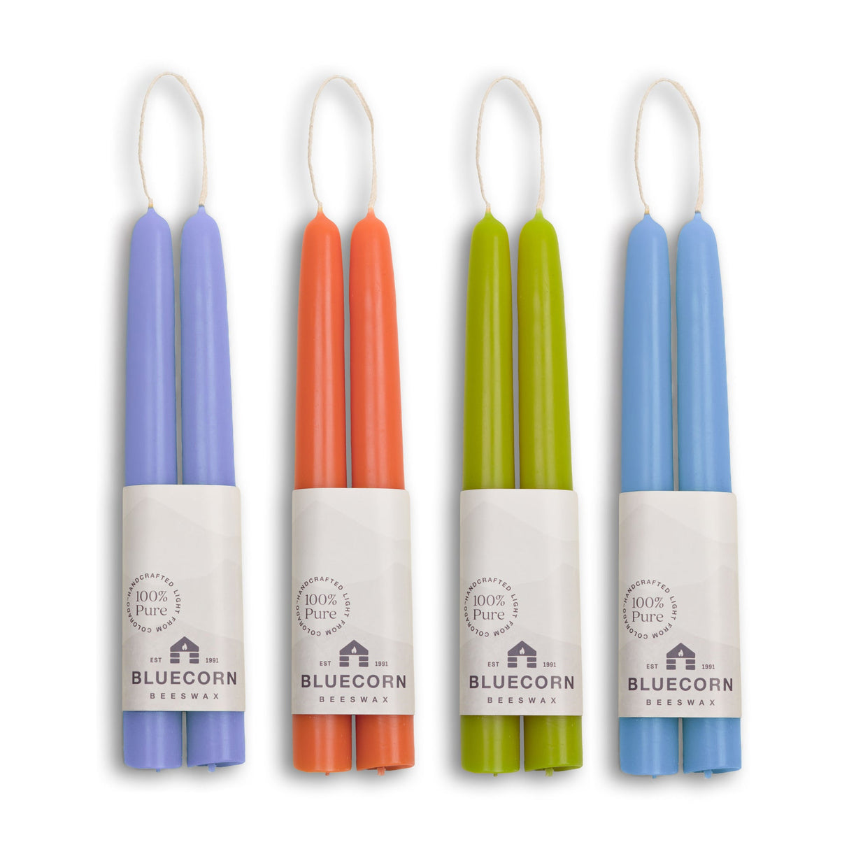 Summer Beeswax Taper Candle Bundle - Apricot, Pistachio, Lilac & Sky Blue