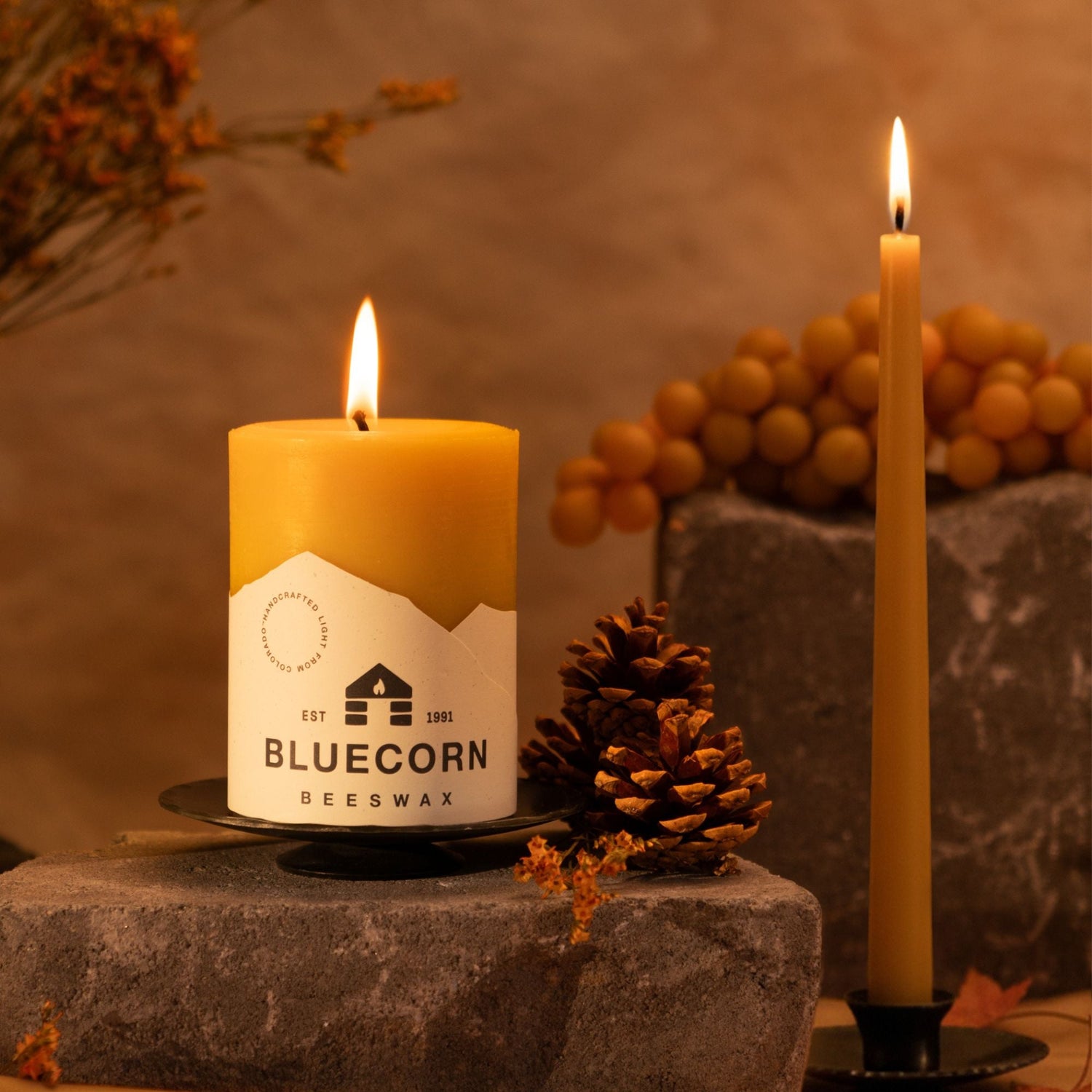 Pure Beeswax Pillar Candles