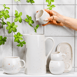 White Stoneware Ceramic Pitcher, 51oz