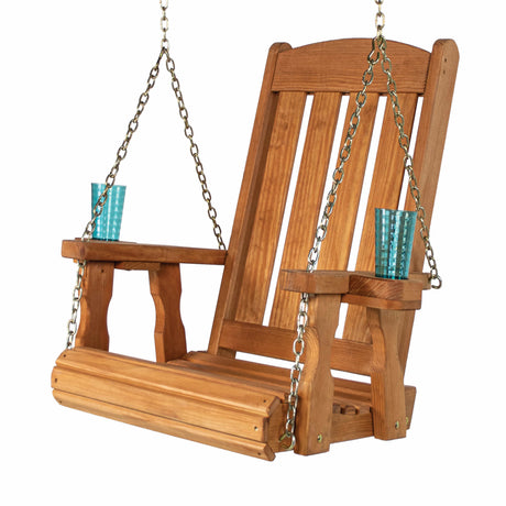 Heavy Duty Outdoor Wood Swing Chair - Cedar Clearcoat