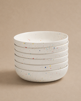 Set of 6 White Pasta Plates 8.3" stoneware ceramic — Party Collection