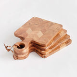 Chevron Acacia Wood Mini Serving Boards (Set of 4)