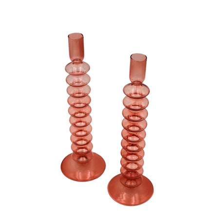 Coraline Peach Candle Holder, Set of 2
