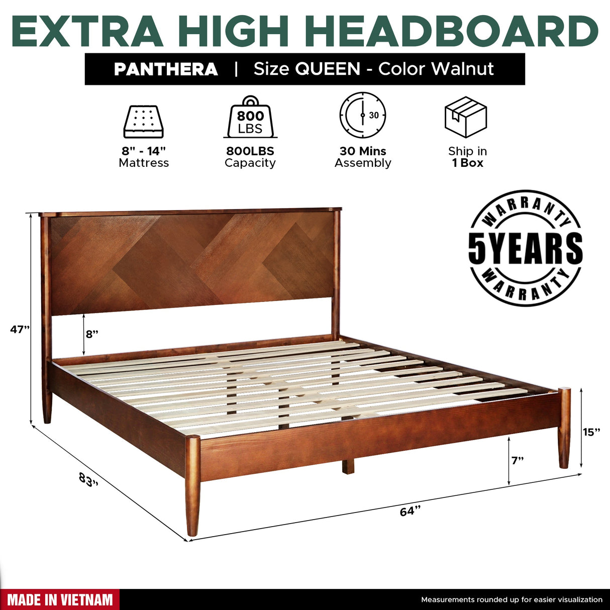 Rorns Panthera Platform Bed Frame With Headboard