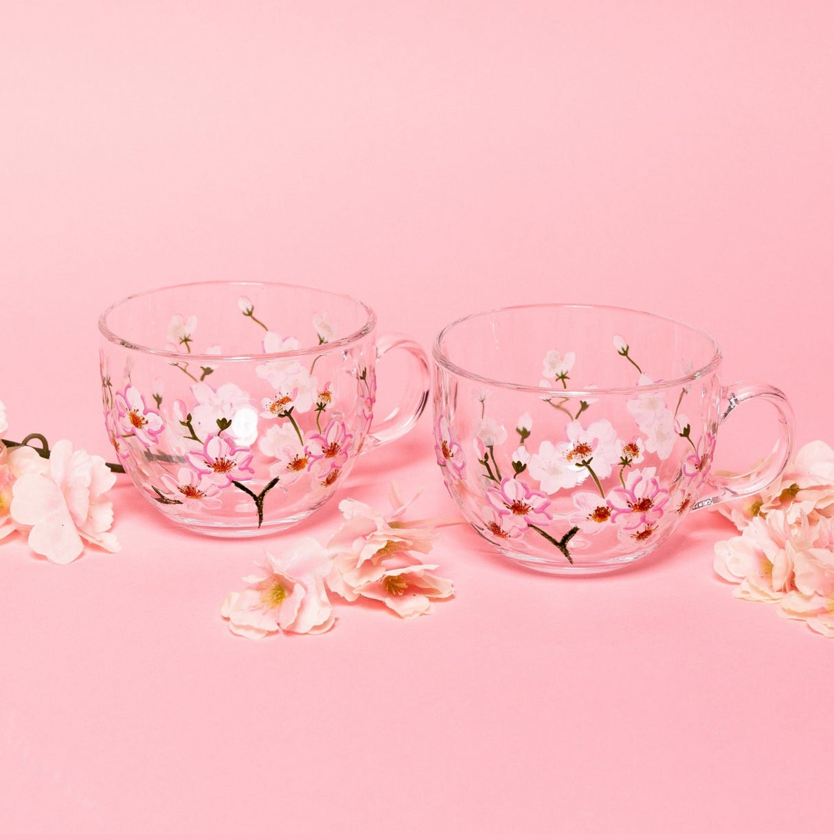 Painted Cherry Blossom Mugs
