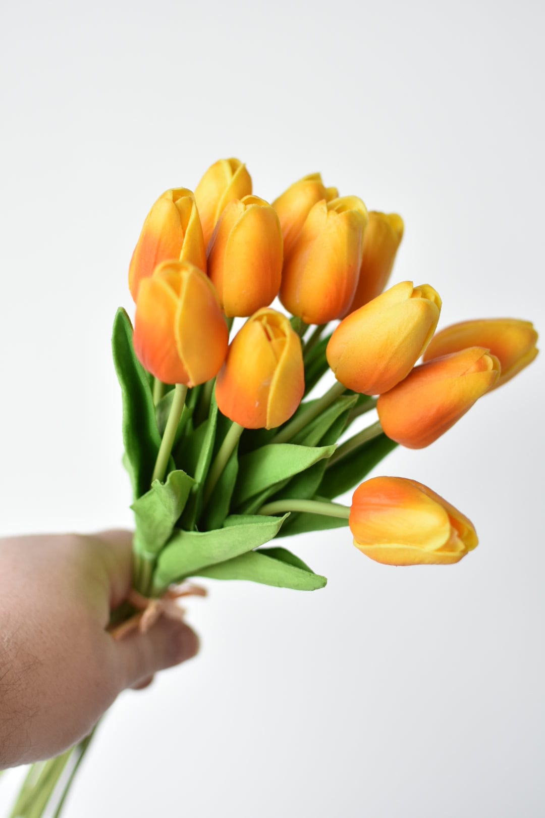 13.5" Faux Real Touch Orange/Yellow Tulip Bundle : 12 Stems