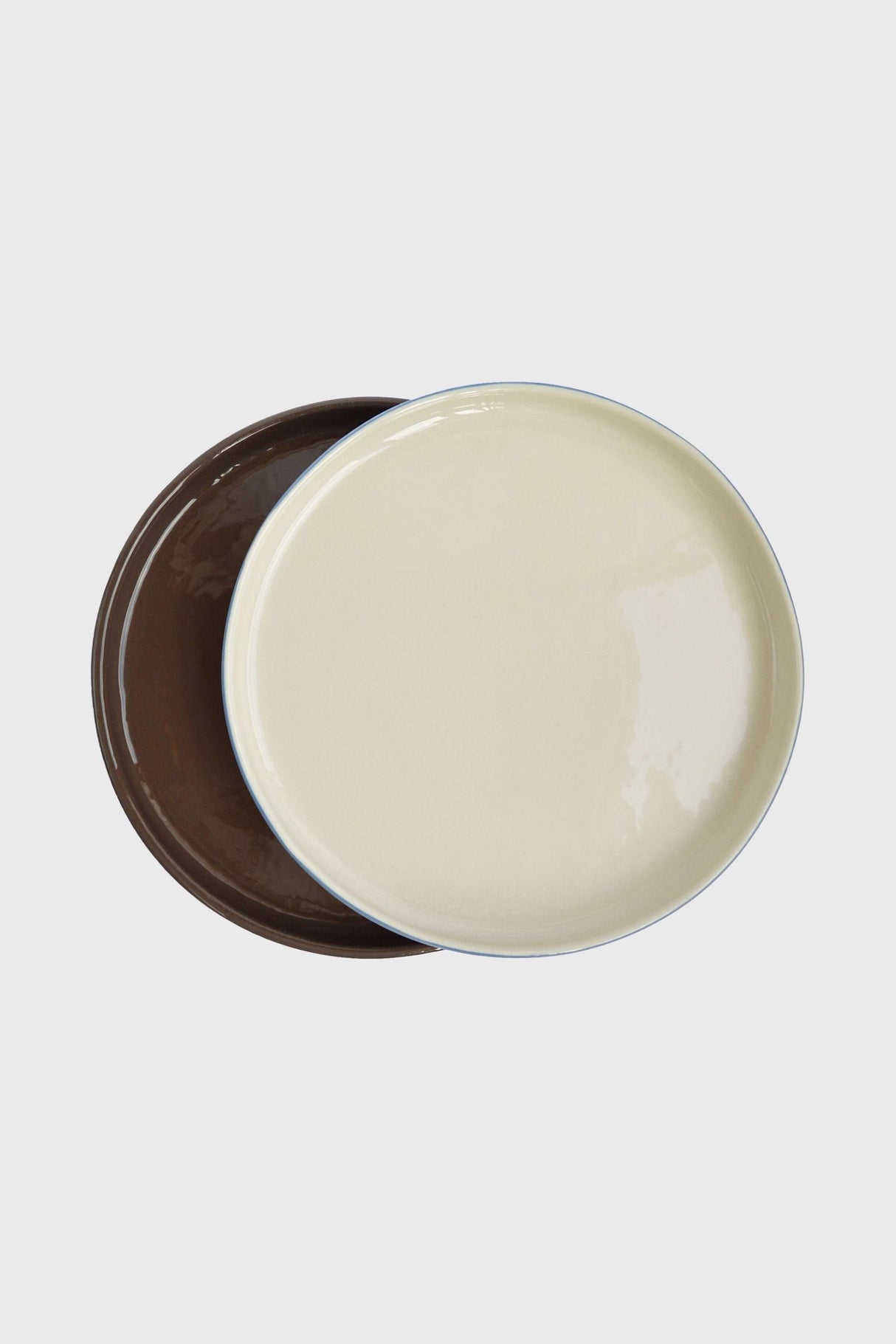 Handmade Blue Porcelain Dinner Plates. Forget-me-not/Chocolate