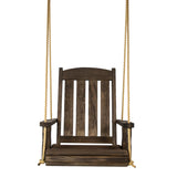 Amish Casual Heavy Duty Outdoor Wood Swing Chair in Dark Walnut Stain