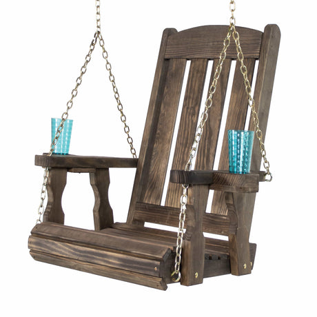 Outdoor Wood Swing Chair - Dark Walnut
