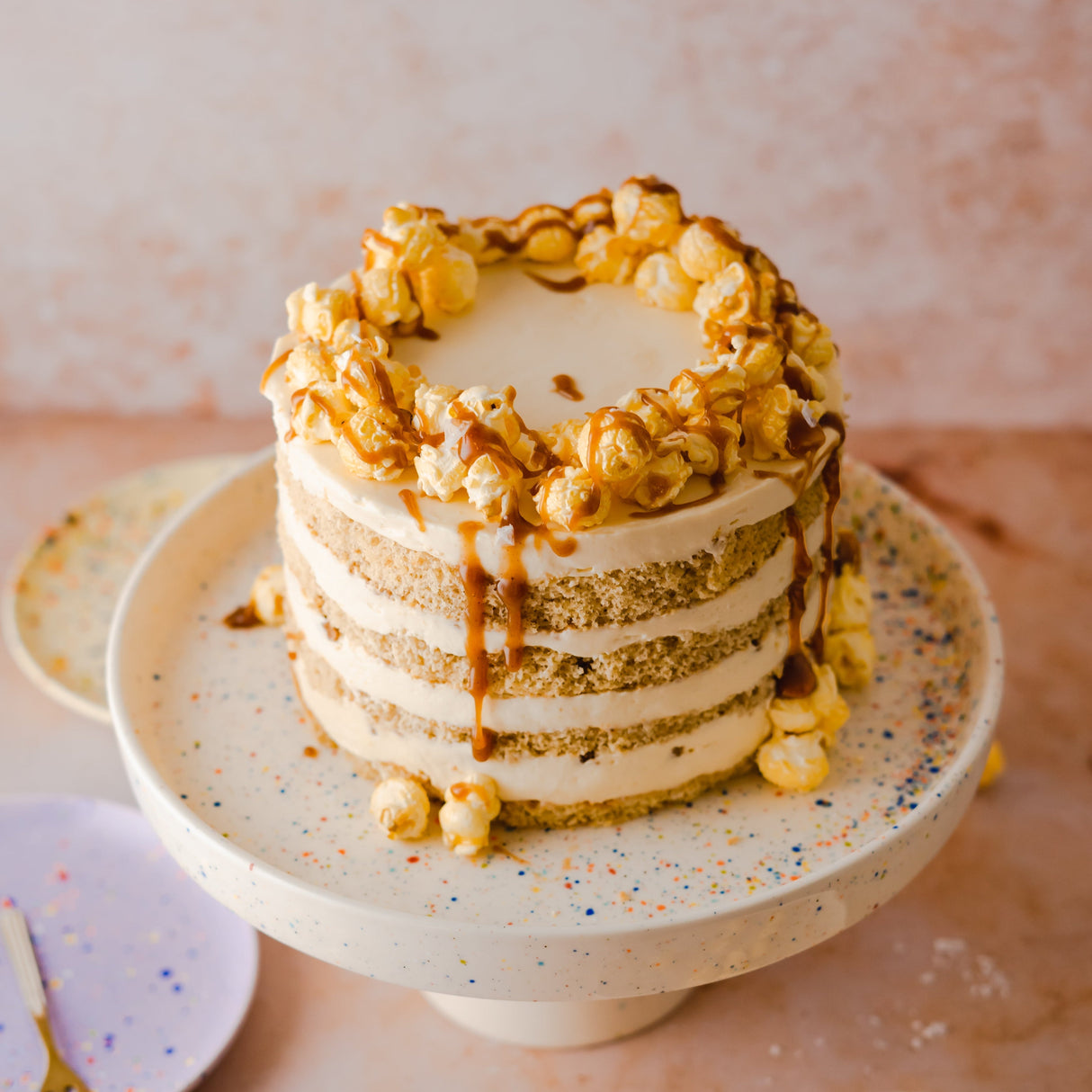 White Stoneware Ceramic Cake Stand, 11"