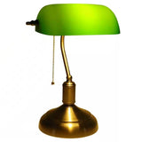 Antique Brass Bankers Lamp Desk Light Table Lamp with Green Glass Shade