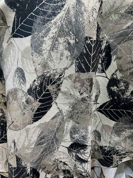 Black FALLEN LEAVES Jacquard Leave Print Tablecloth – Custom Size Wedding & Home Décor Linen