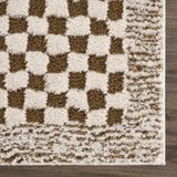 Leryn Brown & White Checkered Area Rug