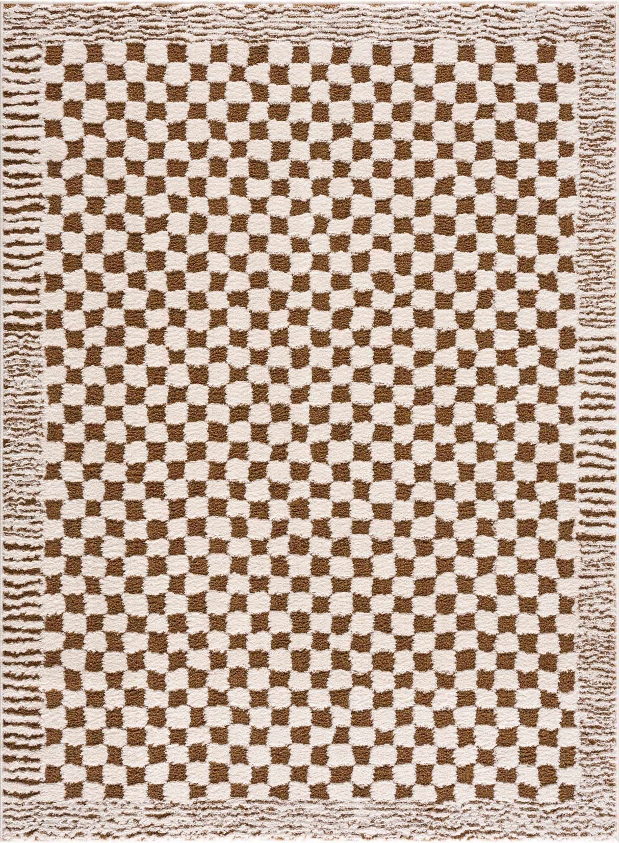 Leryn Brown & White Checkered Area Rug
