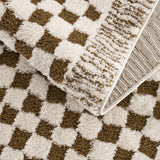Leryn Brown & White Checkered Area Rug