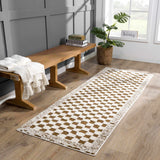 Leryn Brown & White Checkered Area Rug