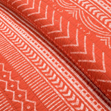 Full/Queen Scandinavian Chevron Orange White Stripe Reversible Cotton Quilt Set