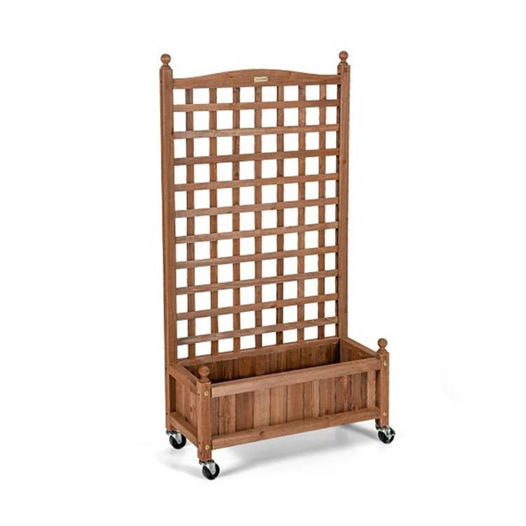 Solid Wood Raised Garden Bed with Trellis