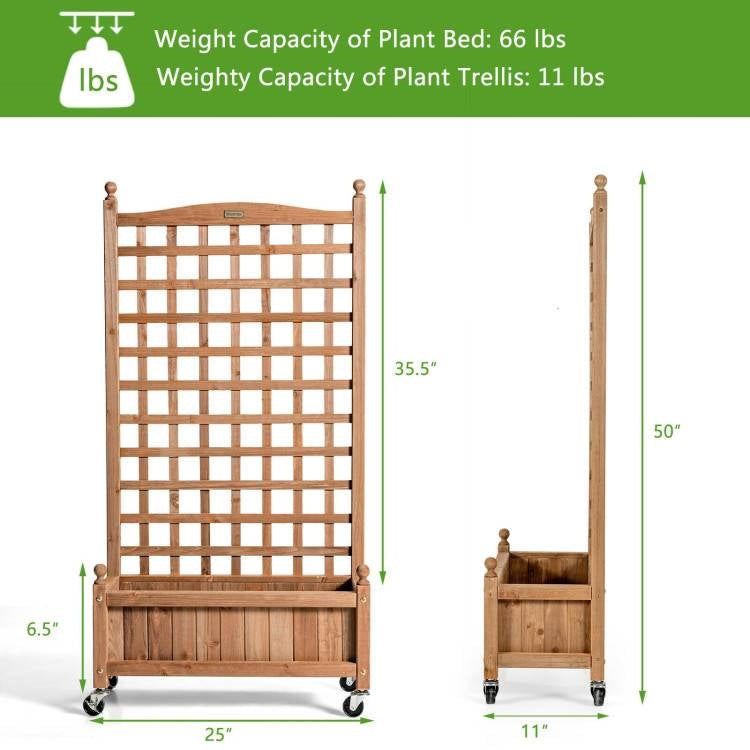 Solid Wood Raised Garden Bed with Trellis