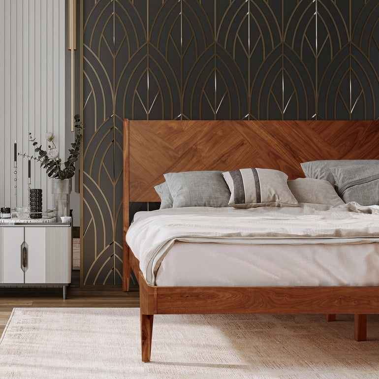 Rorns Gazelle Platform Bed Frame With Headboard