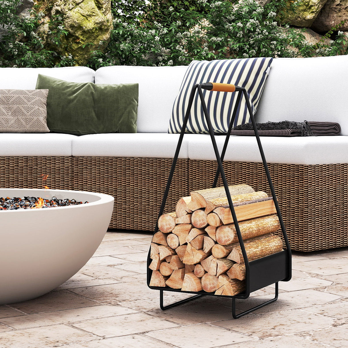 Metal Log Holder with Handle