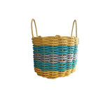 Yellow, Teal & Gray Five Stripe Rope Basket