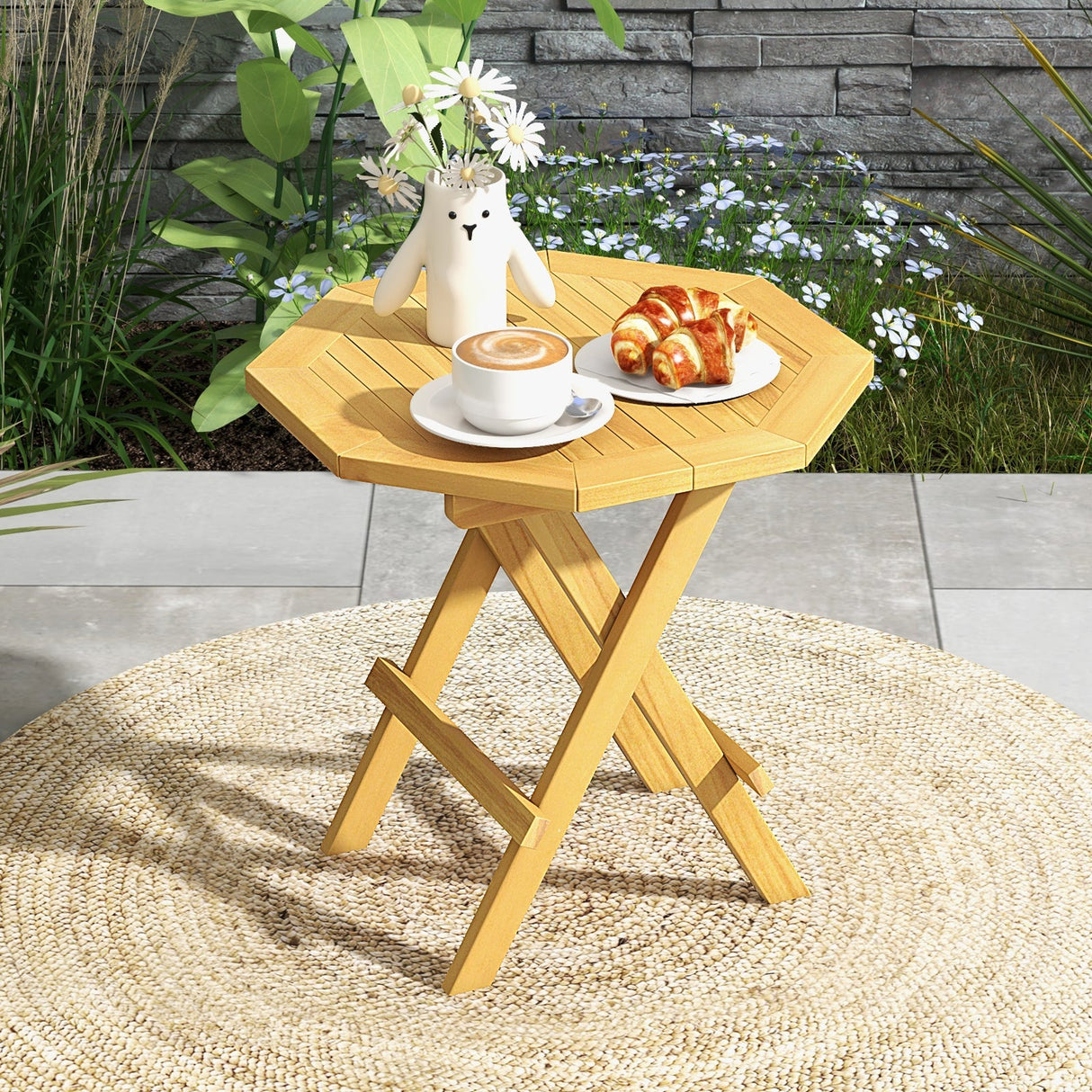 Teak Wood Octagon Side Table