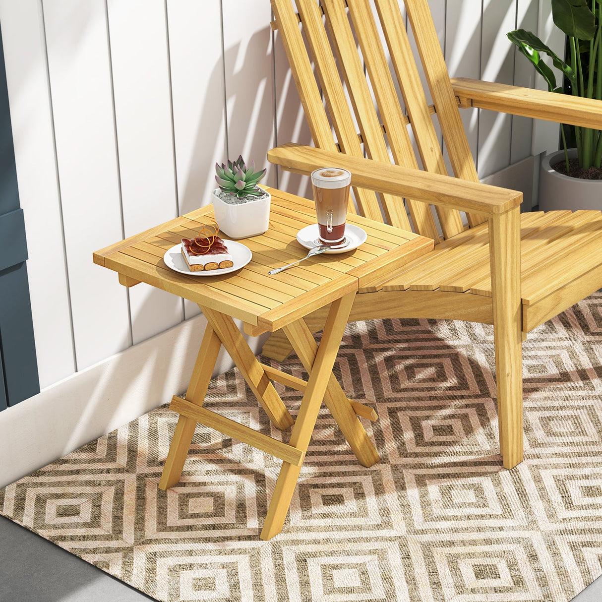 Teak Wood Square Side Table