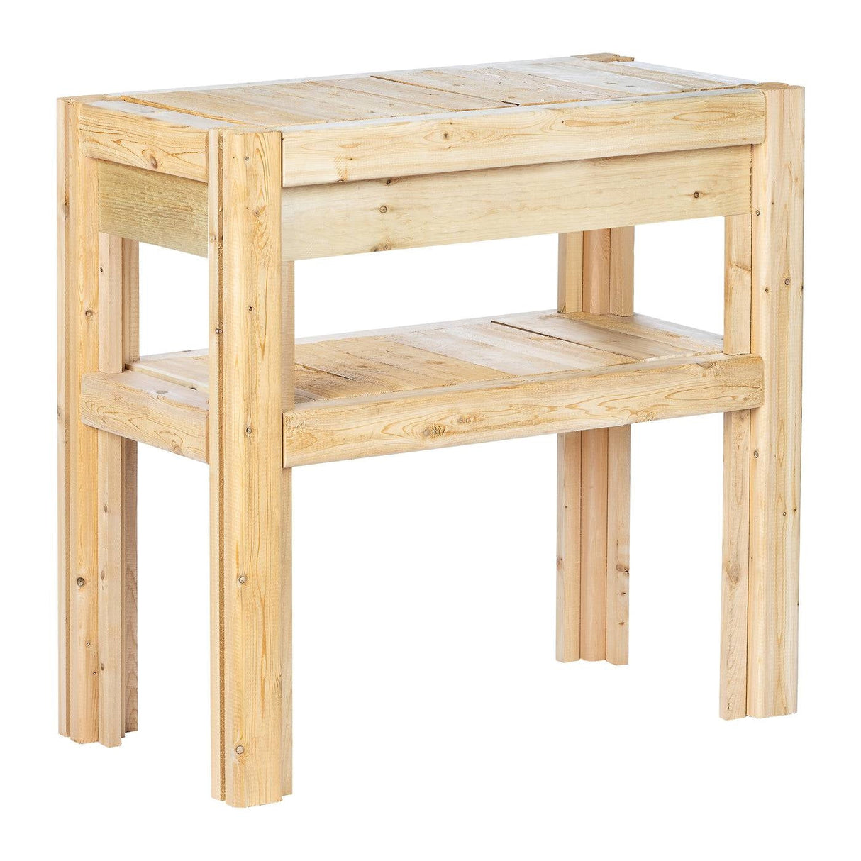 2 Tier Adjustable Cedar Wood Garden Storage Shelves