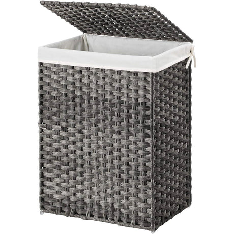 Grey Rattan Plastic Laundry Hamper