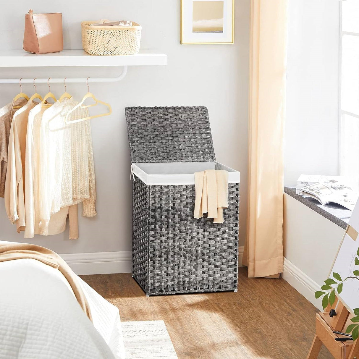 Grey Rattan Plastic Laundry Hamper