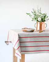 Red Stripe Linen Tablecloth