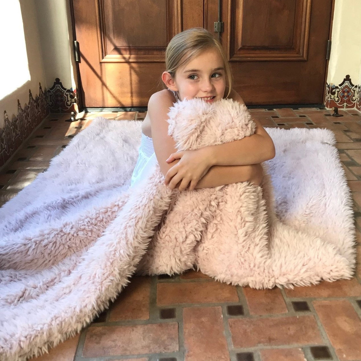 Angel Plush Blanket, 48” x 72”, Dusty Pink