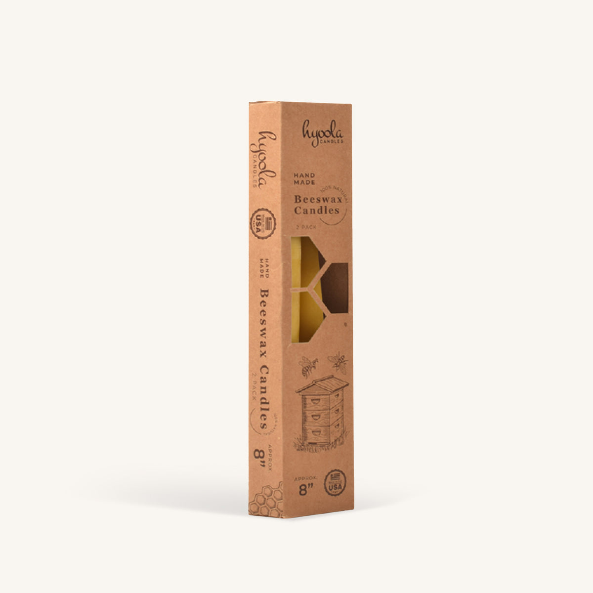 Yellow Beeswax Candles - 8 inch - 4 Pack