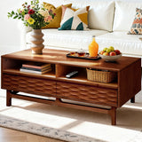 Acacia Elara 47.2” Rectangular Coffee Table with Drawers & Open Storage