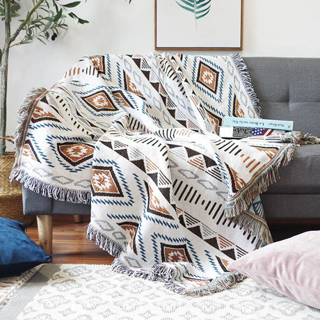 Knitted Nordic Plaid Sofa Cover and Blanket