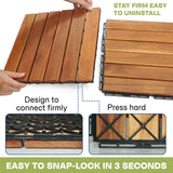 Acacia Deck Tiles 6 Slat Interlocking Decking Tiles, Set of 9