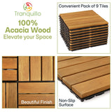 Acacia Deck Tiles 6 Slat Interlocking Decking Tiles, Set of 9
