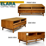 Acacia Elara 47.2” Rectangular Coffee Table with Drawers & Open Storage