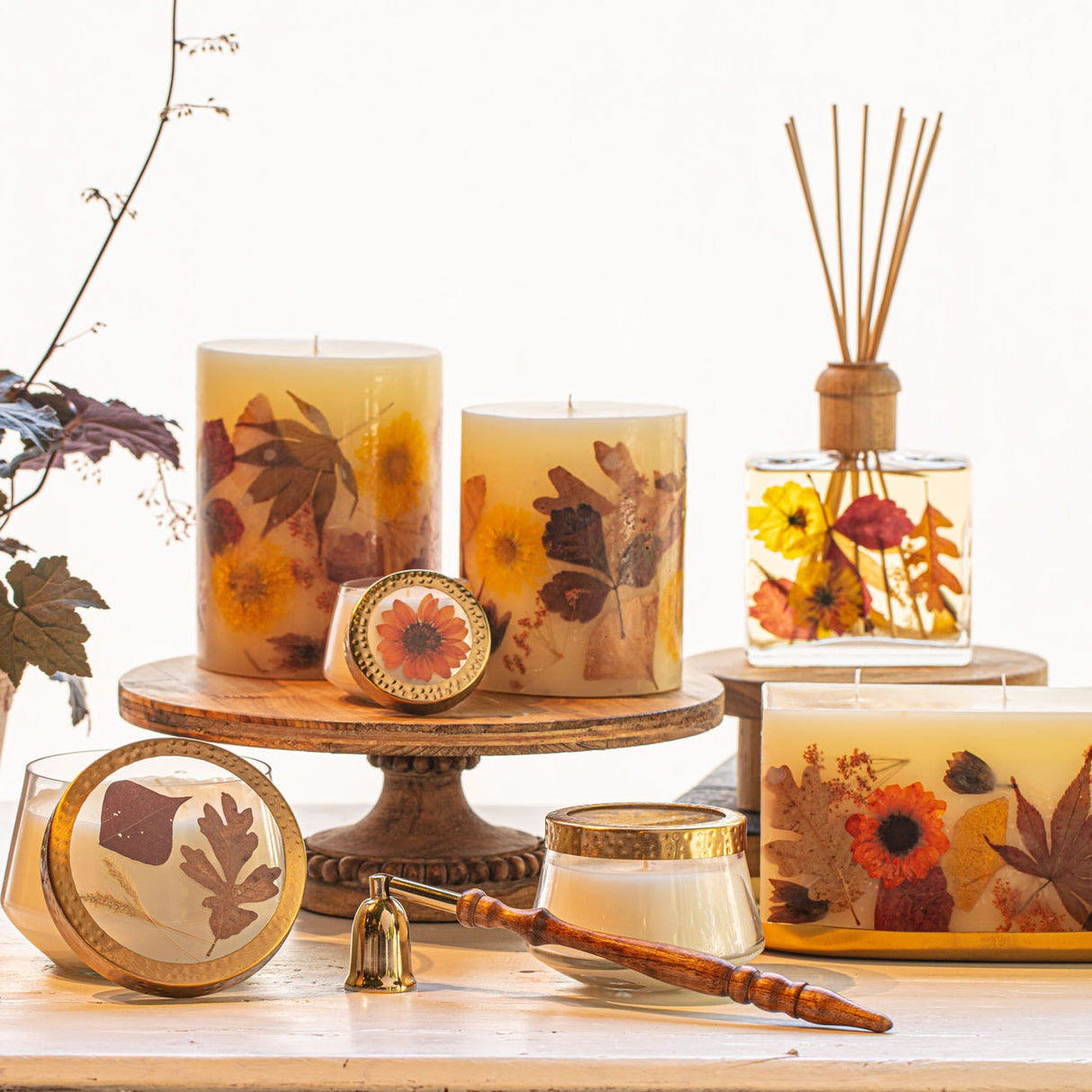 Accent Pressed Floral Candle - Harvest Pumpkin