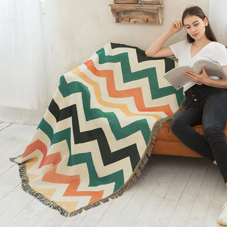 Knitted Nordic Plaid Sofa Cover and Blanket
