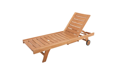 Naples Natural Teak Outdoor Sun Lounger with Adjustable Seat and Side Table