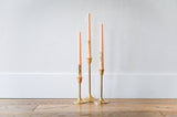 Floral Inlaid Tapered Candle in Cream - Set of 3