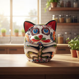 Talavera Fat Cat Planter | Day of the Dead Ceramic Art