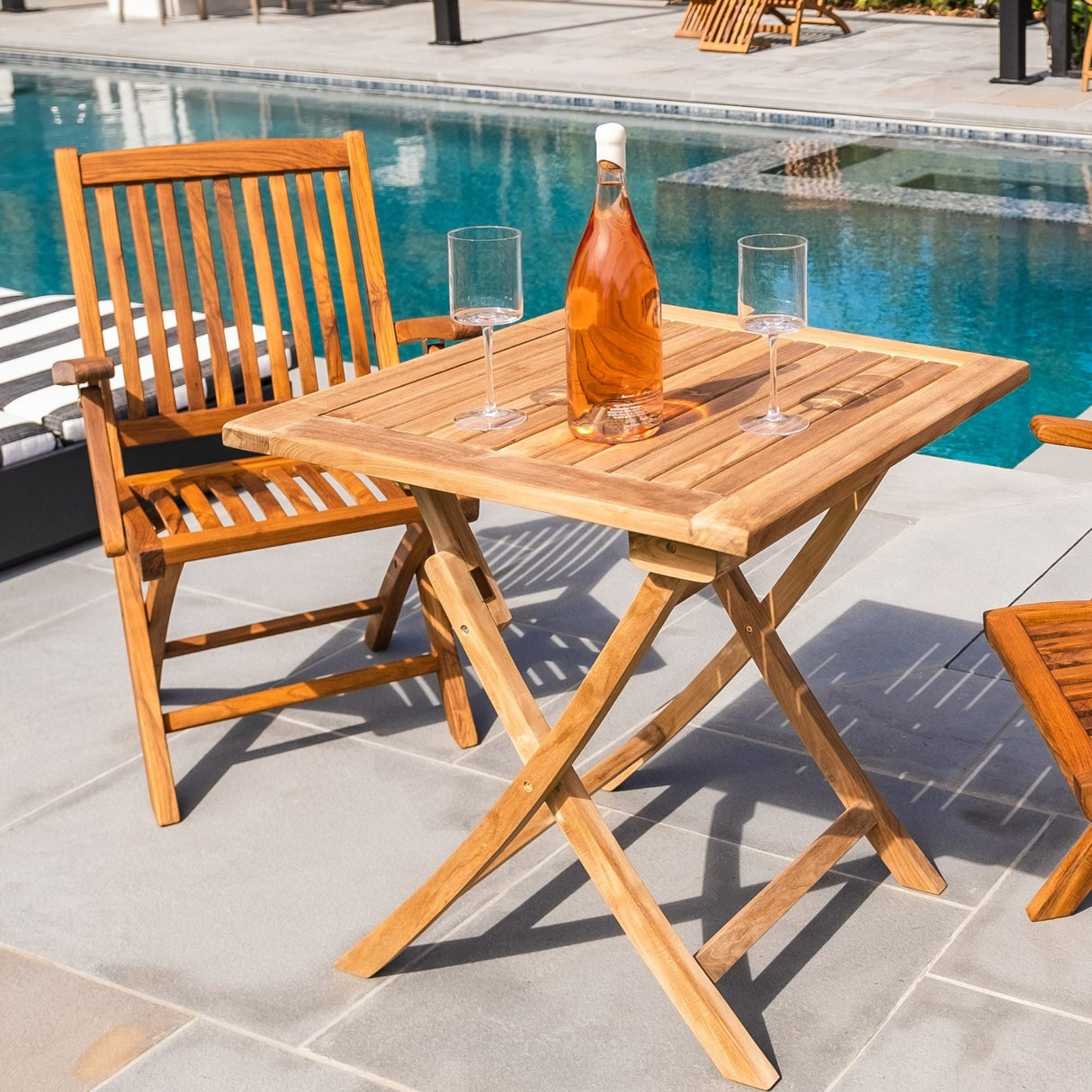 Telluride Oiled Teak Outdoor Patio Folding Chair with Arm Rests